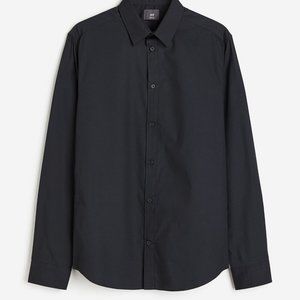 NEW H&M Black Slim Fit Easy-iron Shirt SIZE LARGE